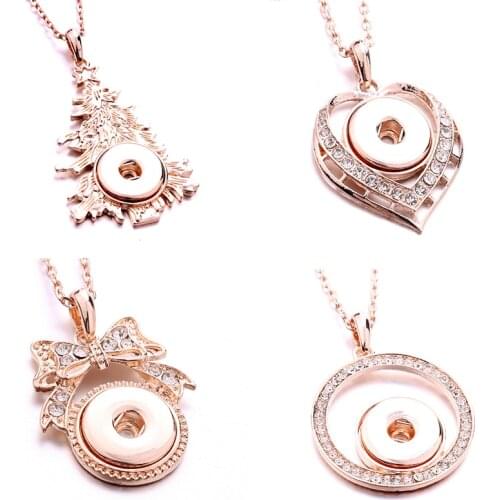 LOVE CROSS TREE flower Rose gold 18MM metal snap button Necklace Pendant XH7501
