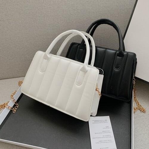 Fashion Women Chain Shoulder Bags Female PU Zipper Ladies Casual Solid Color Square Small Handbag