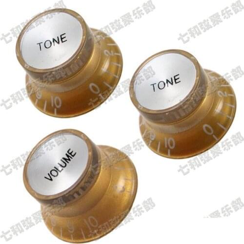 A Set of 3 Pcs Golden Speed Control Knobs for Electric Guitar (1 Volume & 2 Tone) LPN-GD-1T2V