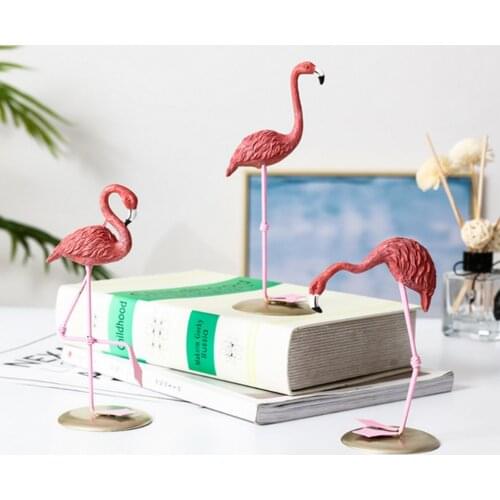 Table Stand Pink Flamingo Birds Statue Model Ornament Figurine Birds Figure Home Decor Craft Desk Top Decor