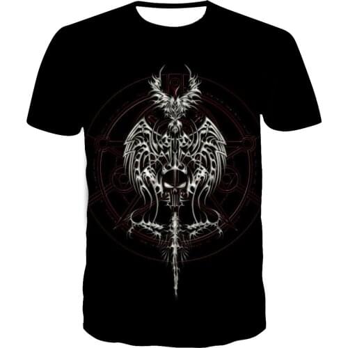 2021 New product hot sale mens summer skull print mens short-sleeved T-shirt 3D T-shirt casual breathable season hip-hop Tops