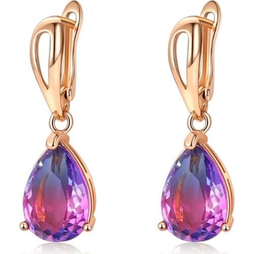 2021 latest fashion jewelry Tourmaline 10*14 drop earrings plated KC gold earrings Crystal from Swarovskis for Women