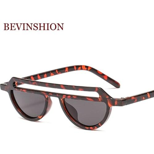 New Arrical 2019 Hollow Sunglasses Men Round Small Half Frame One Piece Brand Sun Glasses Ladies Red Blue Lens Fashion Show
