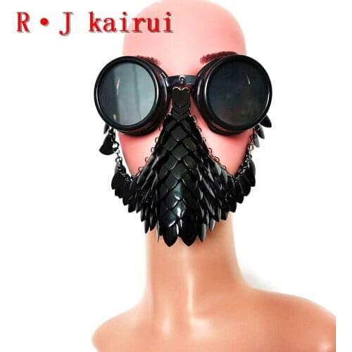 New Style RJFS03 Fashion Women Black Steam Sunglasses Fish Scale Head Chains Jewelry Unique Fish Scale Head Jewelry Black Colors