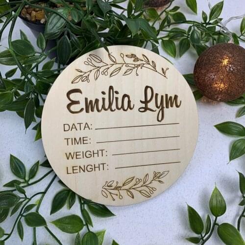 New Baby Birth Announcement Sign, Hello World, New Baby Gift, Baby Shower Gift, Engraved Newborn Name Date Height Weight