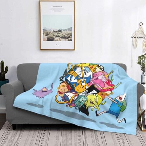Adventure Time With Finn And Jake Blankets Flannel Autumn/Winter Cartoon Breathable Throw Blanket for Sofa Outdoor Bedding Throw