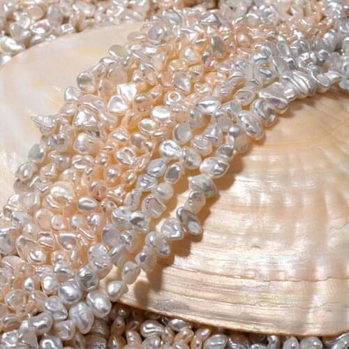 Baroque Pearls Necklace 6mm Irregular Shape Beads Freshwater Pearl DIY Strand For Fine Jewelry Making Accessories