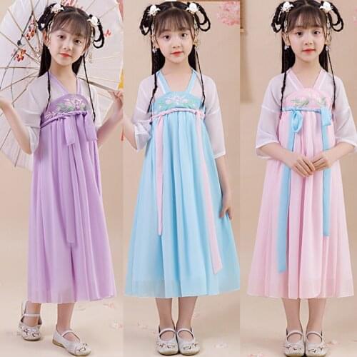 Hanfu Fairy Girl Dress Chinese Style Costume Childrens Ancient Oriental Costumes Classical Dance Clothes Folk Dresses DNV11948