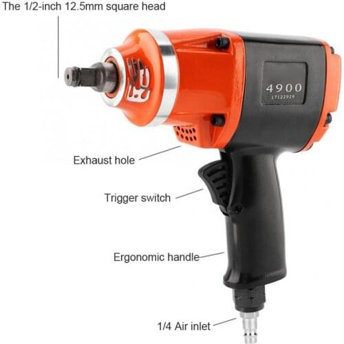 Pneumatic Wrench 1/2 Inch 850NM Car Repair Pneumatic Wrench European Intake Air Interface Air Pressure Tool 3 speed control