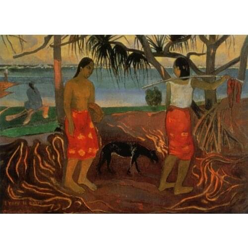 Beneath the Pandanus Tree by Paul Gauguin oil Painting Canvas High quality hand painted Landscape Art Reproduction