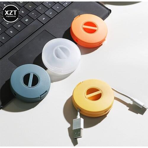Portable Round Rotatable Wire Organizer Cable Winder Box For Charging Data Line Round rotatable data cable organizer storage box