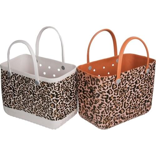 Dropshipping Extra Large Beach Bags Leopard Printed EVA Basket Women Large Capacity Summer EVA Beach Bag Totes For Women
