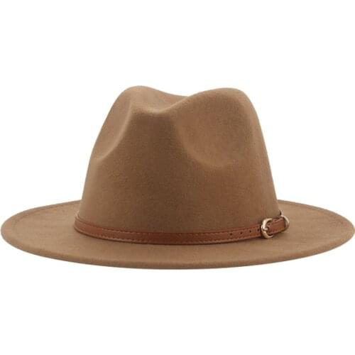 Fedora hats women men winter autumn large brim solid classic simple fedora hats for women felt hat church wedding white Hat Men