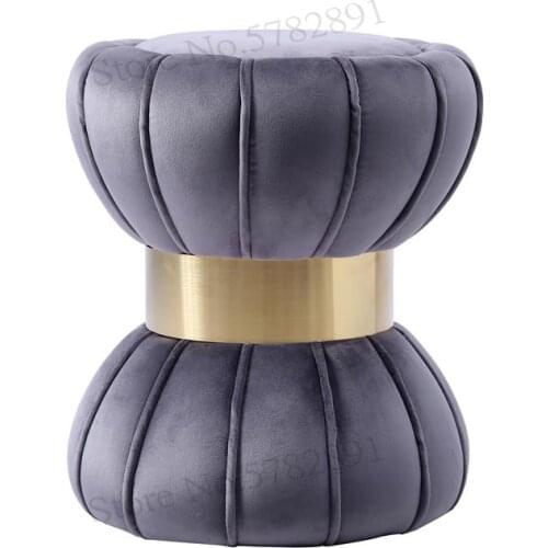 Nordic Sofa Stool Personality Short Stool Dressing Stool Modern Minimalist Makeup Stool Flocking Shoe Changing Stool Fabric Roun