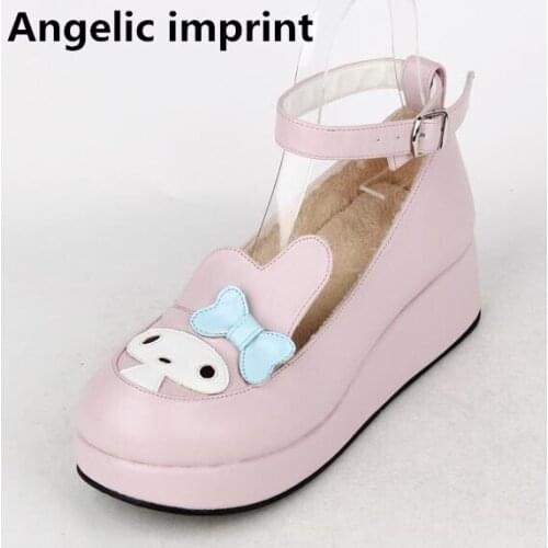 Angelic imprint woman mori girl lolita cosplay shoes lady high trifle heels wedges pumps women princess single platform shoes 44