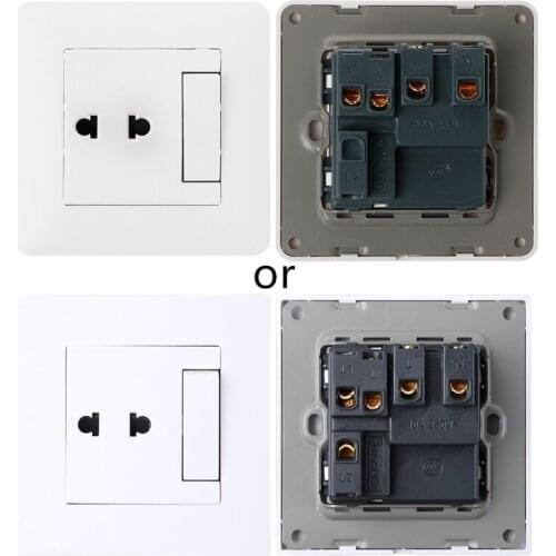 2 Hole Universal Power Socket With 1 Gang 2 Way Light Switch Porcelain White