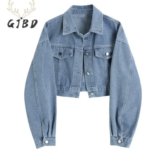 Vintage Long Sleeves Jean Jacket Women Clothes Oversized Denim Jacket Coat Korean Fashion Baggy Short Coat 2021 Autumn Spring