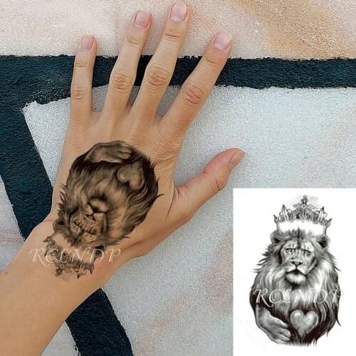Waterproof Temporary Tattoo Sticker Lion King Crown Cross Heart Pattern Fake Tatto Flash Tatoo Small Body Art for Kids Women Men