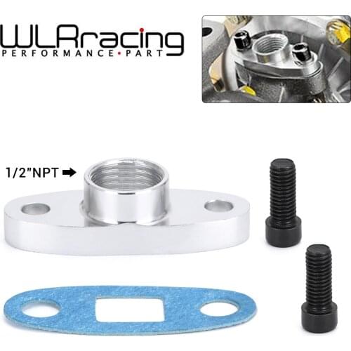 WLR - 1/2 NPT Female Aluminum Oil Drain Turbo Flange T3 T4 T04 GT40 GT55 ODF-02 silver WLR-OFG32