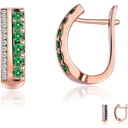 ZEMIOR Stud Earrings For Women Copper Rose Gold Plated Female Earring Separation Colors Fashion Jewelry Hot Selling Friend Gift