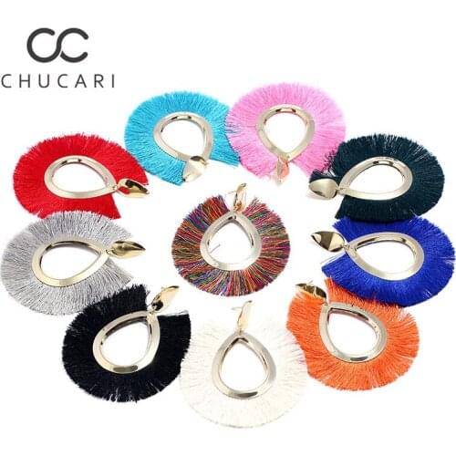 CHUCARI 2019 Bohemian Big Tassel Stud Earrings For Women Lady Female Fringe Handmade Brincos Statement Fashion Earring Jewelry