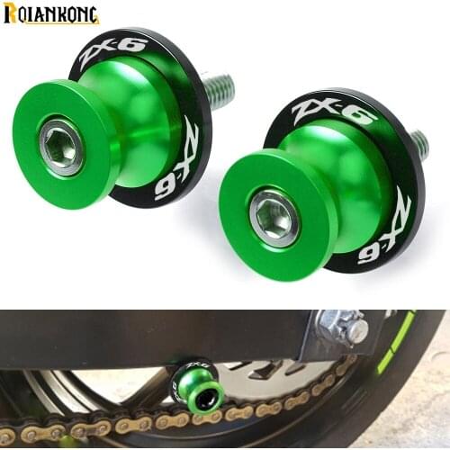 ZX-6 LOGO Motorcycle Swingarm Spools Slider 6/8/10mm Swing Screw Sliders For Kawasaki ZX-6 1990-1999 1991 1992 1993 1994 1995
