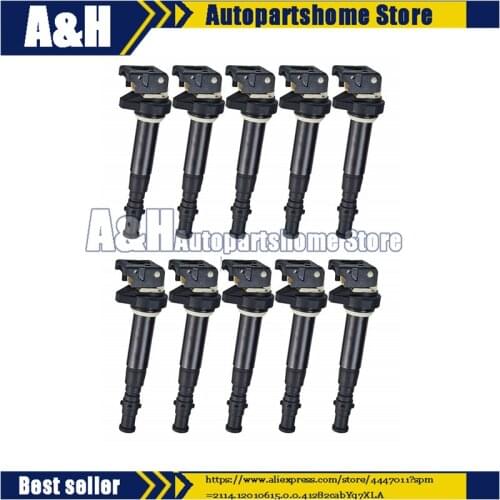 10 Ignition coil coils pack for BMW E60 E61 E63 E64 S85 M5 M6 5.0L V10 6 series 12137835108 12137841556 2006 2007 2008 2009 2010