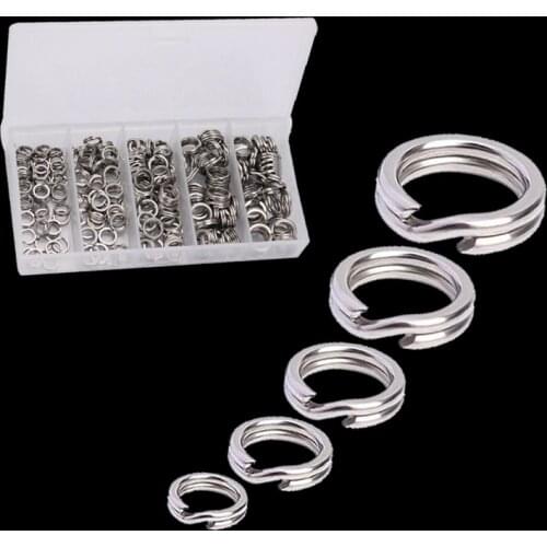 100pcs/lot Stainless Steel Split Ring Diameter Heavy Duty Fishing Double Ring Connector Fishing Accessories
