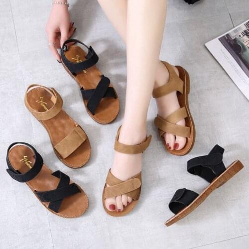2021 Summer New Women Rome Sandals leather Ladies Sandals Comfortable Flat Sandals Open Toe Beach Shoes Women Footwear NVLX192