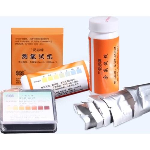 5boxes/pack Lab 0-25mg/l 10-250mg/l 50-2000mg/l chlorine measuring test paper residual chlorine paper for School Experiment