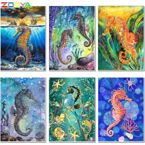 5D Ocean Full Diamond Embroidery Animal Diamond Painting 3D New Arrivals 3D Animal Diamond Mosaic Hippocampus Photos Decor Er059