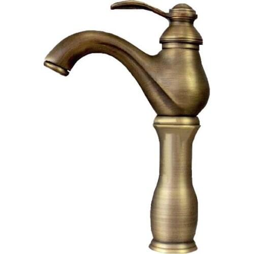 Antique Brass Single Lever Handle Bathroom Vessel Sink Basin Faucet Mixer Taps anf066