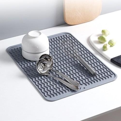 Large Silicon Mat Dish Drain Pad Kitchen Dish Dry Mat Draining Tableware Dishwaser Durable Cushion Pad Dinnerware Tray Placemat