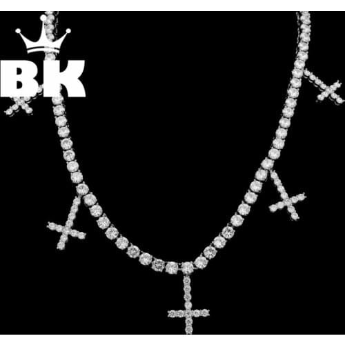THE BLING KING Religious Cross and tennis Lovely Pendant CZ Necklace Micro Full Cubic Zirconia Jewelry