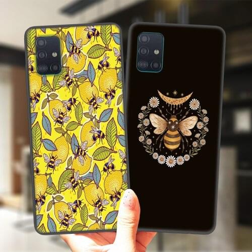 Honey Lemon Bee Phone Case For Samsung A51 A50 A71 A70 A01 A10 A11 A21S A20 A30 A31 A40 A41 A60 A7 A8 Plus Black Silicone Cover