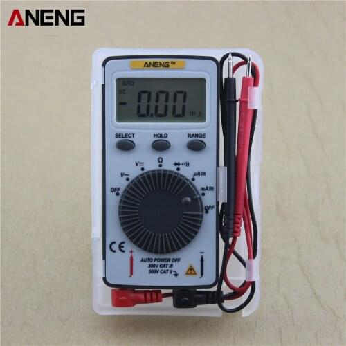 AN101 Pocket Mini Digital Multimeter Backlight AC/DC Automatic Meter voltmeter With Alligator Clips Test Leads multi meter