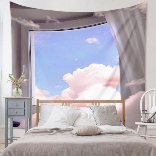 Cilected Ocean Sunset Tapestry Wall Hanging Window Nature Landscape Tapestry Scenery Wall Decorations For Bedroom Living Room