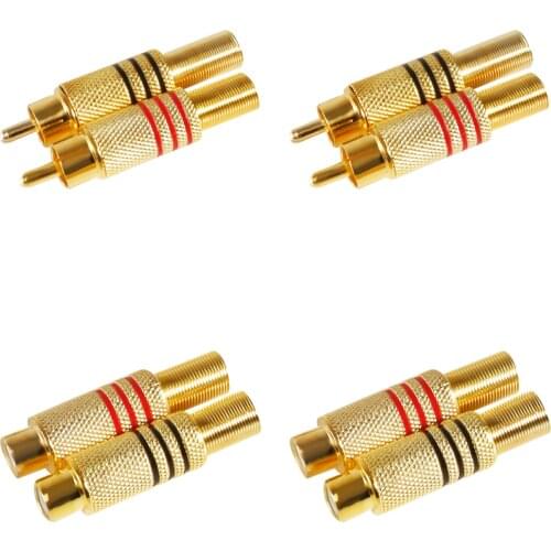 For RCA connector plug, RCA female plug screw audio video series jack adapter gold-plated welding type, gold
