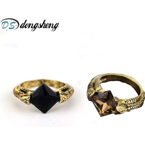 Dongsheng H P Lord Voldemort Horcrux Deathly Hallows for Female Rings Black and Yellow Gem Ring Retro Crystal Finger Ring25