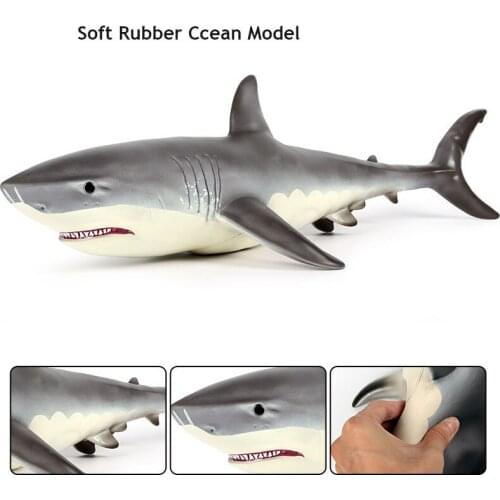 Large Size Soft Rubber Great White Shark Big Shark Action Figures Model Lifelike Educational Toys For Kids Gift
