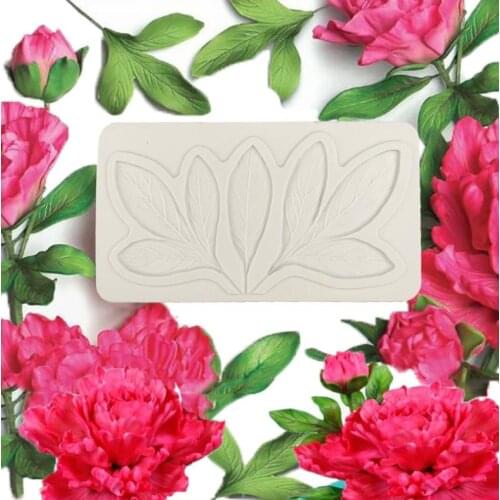 Peony rose petal leaf pattern silicone mold candy cake decoration mold chocolate baking mold