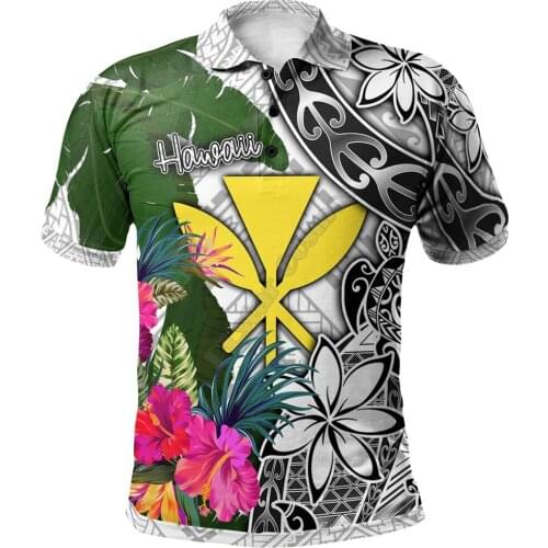 Hawaii Polo Shirt White Turtle Plumeria Banana Leaf 3D Printed Polo Shirt Men for Women Short Sleeve Summer T-shirt