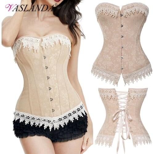 Women Steampunk Corsets Gothic Clothing Overbust Waist Trainer Bustier Tops Burlesque Corsages Vintage Lace Up Boned Corselet