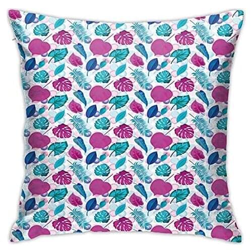 Pooizsdzzz Personalized Abraction Cute Tropical n with Abract Vivid Leaves On Pael Artful Rounds Decorative Pillow Cover Printed