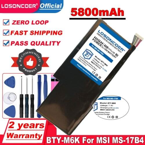 LOSONCOER BTY-M6K 5800mAh Battery for MSI MS-17B4 MS-16K3 GS63VR-7RG GF63 Thin 8RD 8RD-031TH 8RC GF75 Thin 3RD 8RC 9SC Laptop