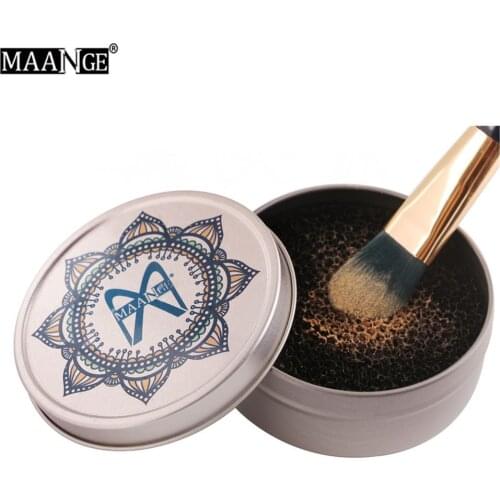 MAANGE 1Pcs Cleaner Box Tool Cosmetic Brush Color Removal Dry Clean Sponge Brush Cleaning Make Up Wash Color Off Brushes Tools