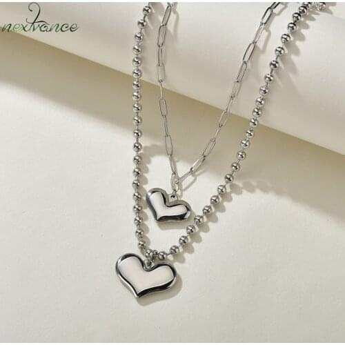 Nextvance Heart Multi-layer Neckalce Fashion Lover Round Chain Pendant Necklaces for Women Daughter Child Birthday Gift Collares