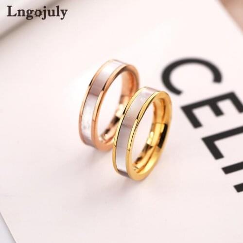 Fashion Women Titanium Steel Rings Jewelry RoseGold YellowGold Titanium Rings For Women Girlfriend Party Jewelry Gift Wholesale