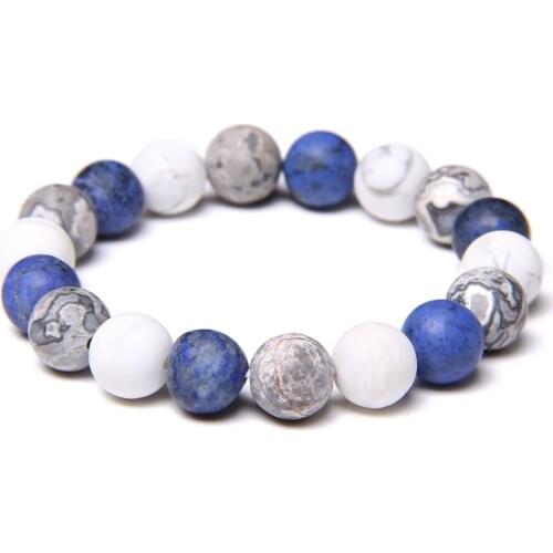 Fashion 10MM Stone Bracelet Mixed Natural Stone Bead Agat Jades Streche Bracelet Elastic Cord Men Women Handmade Casual Jewelry