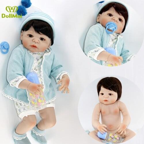 57cm reborn Full body soft Silicone babies sale boy doll vinyl Newborn bb reborn kid Birthday Gift Play House Bathe Toys